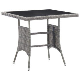 Mesa de jardín ratán sintético gris 80x80x74 cm en Mesas de jardín | Comprar online en Foru.es