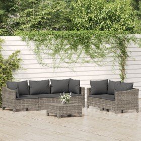 Set de muebles de jardín 6 pzas y cojines ratán sintético gris en Conjuntos de jardín | Comprar online en Foru.es
