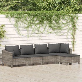 Set de muebles de jardín 5 pzas y cojines ratán sintético gris en Conjuntos de jardín | Comprar online en Foru.es