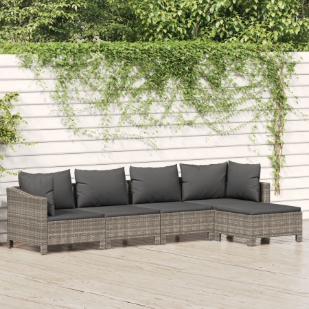Set de muebles de jardín 5 pzas y cojines ratán sintético gris en Conjuntos de jardín | Comprar online en Foru.es