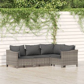 Set de muebles de jardín 4 pzas y cojines ratán sintético gris en Conjuntos de jardín | Comprar online en Foru.es