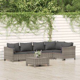 Set de muebles de jardín 6 pzas y cojines ratán sintético gris en Conjuntos de jardín | Comprar online en Foru.es