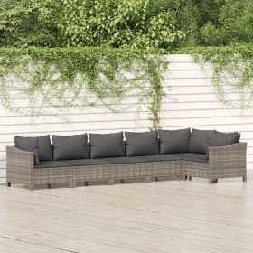 Set de muebles de jardín 6 pzas y cojines ratán sintético gris en Conjuntos de jardín | Comprar online en Foru.es