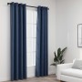 Cortinas opacas con ojales look de lino 2 pzas azul 140x225 cm de vidaXL, Cortinas y visillos - Ref: Foro24-321177, Precio: 4...