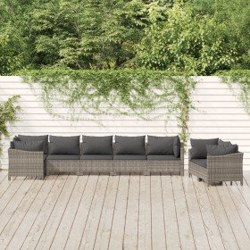 Set de muebles de jardín 8 pzas y cojines ratán sintético gris en Conjuntos de jardín | Comprar online en Foru.es