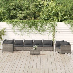 Set de muebles de jardín 9 pzas y cojines ratán sintético gris en Conjuntos de jardín | Comprar online en Foru.es