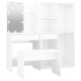 Juego de tocador con LED madera contrachapada blanco brillante de vidaXL, Conjuntos de muebles para dormitorios - Ref: Foro24...