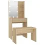 Juego de tocador con LED madera contrachapada roble Sonoma de vidaXL, Tocadores para dormitorios - Ref: Foro24-3114133, Preci...