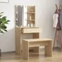 Juego de tocador con LED madera contrachapada roble Sonoma de vidaXL, Tocadores para dormitorios - Ref: Foro24-3114133, Preci...