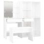 Juego de tocador con LED madera contrachapada blanco brillante de vidaXL, Conjuntos de muebles para dormitorios - Ref: Foro24...