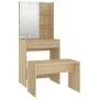 Juego de tocador con LED madera contrachapada roble Sonoma de vidaXL, Tocadores para dormitorios - Ref: Foro24-3114133, Preci...