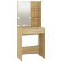 Juego de tocador con LED madera contrachapada roble Sonoma de vidaXL, Conjuntos de muebles para dormitorios - Ref: Foro24-311...
