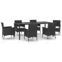 Set de comedor de jardín 7 pzas y cojines ratán sintético negro en Conjuntos de jardín | Comprar online en Foru.es