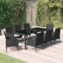 Set de comedor de jardín 9 pzas y cojines ratán sintético negro en Conjuntos de jardín | Comprar online en Foru.es