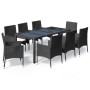 Set de comedor de jardín 9 pzas y cojines ratán sintético negro en Conjuntos de jardín | Comprar online en Foru.es