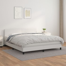 Cama box spring con colchón cuero sintético blanco 160x200 cm de vidaXL, Camas y somieres - Ref: Foro24-3141012, Precio: 515,...