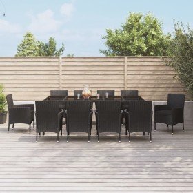 Set de comedor jardín 11 pzas con cojines ratán sintético negro en Conjuntos de jardín | Comprar online en Foru.es