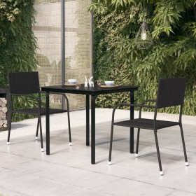 Mesa de comedor de jardín acero y vidrio negra 80x80x74 cm en Mesas de jardín | Comprar online en Foru.es