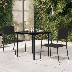 Mesa de comedor de jardín acero y vidrio negra 80x80x74 cm en Mesas de jardín | Comprar online en Foru.es