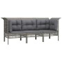Set de muebles de jardín 3 pzas y cojines ratán sintético gris en Conjuntos de jardín | Comprar online en Foru.es