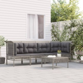 Set de muebles de jardín 5 pzas y cojines ratán sintético gris en Conjuntos de jardín | Comprar online en Foru.es