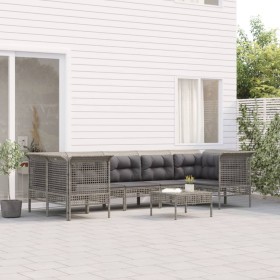 Set de muebles de jardín 8 pzas y cojines ratán sintético gris en Conjuntos de jardín | Comprar online en Foru.es