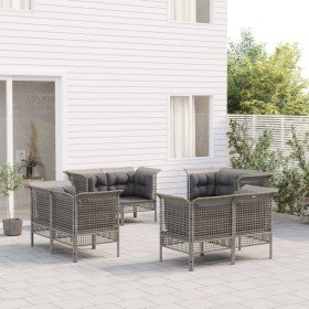 Set de muebles de jardín 8 pzas y cojines ratán sintético gris en Conjuntos de jardín | Comprar online en Foru.es