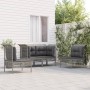 Set de muebles de jardín 4 pzas y cojines ratán sintético gris en Conjuntos de jardín | Comprar online en Foru.es