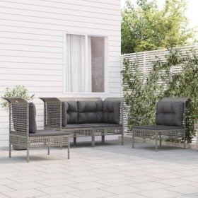 Set de muebles de jardín 4 pzas y cojines ratán sintético gris en Conjuntos de jardín | Comprar online en Foru.es