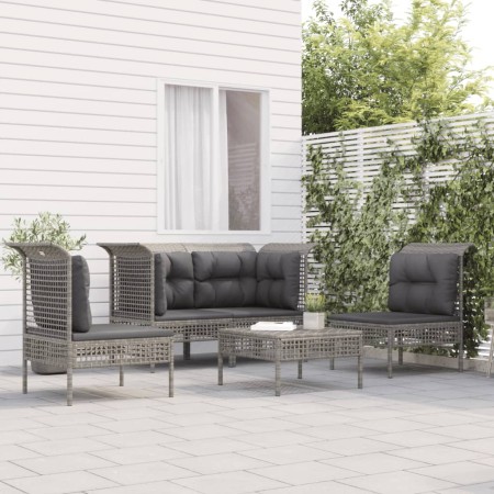 Set de muebles de jardín 5 pzas y cojines ratán sintético gris en Conjuntos de jardín | Comprar online en Foru.es