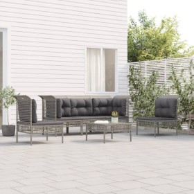Set de muebles de jardín 6 pzas y cojines ratán sintético gris en Conjuntos de jardín | Comprar online en Foru.es