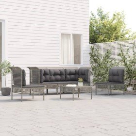 Set de muebles de jardín 6 pzas y cojines ratán sintético gris en Conjuntos de jardín | Comprar online en Foru.es