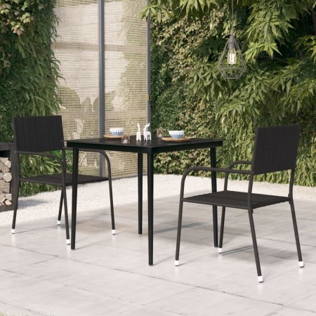 Mesa de comedor de jardín acero y vidrio negra 80x80x74 cm en Mesas de jardín | Comprar online en Foru.es