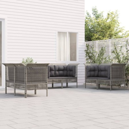 Set de muebles de jardín 6 pzas y cojines ratán sintético gris en Conjuntos de jardín | Comprar online en Foru.es