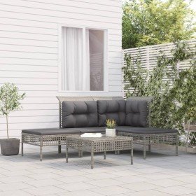 Set de muebles de jardín 5 pzas y cojines ratán sintético gris en Conjuntos de jardín | Comprar online en Foru.es