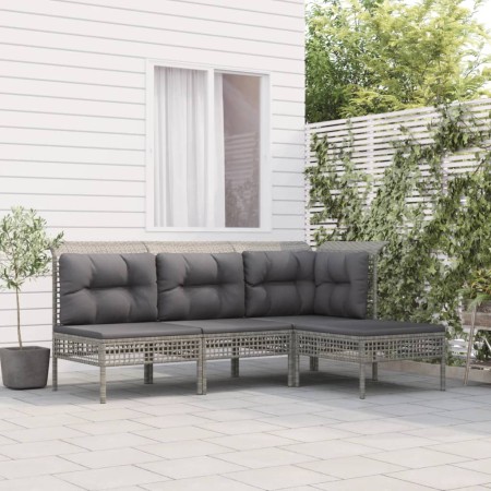 Set de muebles de jardín 4 pzas y cojines ratán sintético gris en Conjuntos de jardín | Comprar online en Foru.es