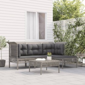 Set de muebles de jardín 5 pzas y cojines ratán sintético gris en Conjuntos de jardín | Comprar online en Foru.es