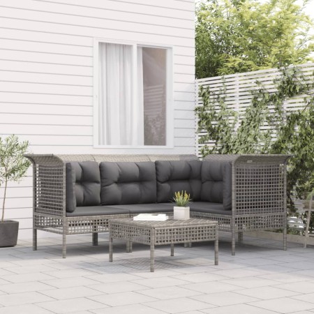 Set de muebles de jardín 5 pzas y cojines ratán sintético gris en Conjuntos de jardín | Comprar online en Foru.es