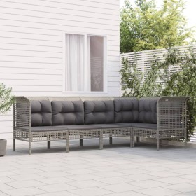 Set de muebles de jardín 5 pzas y cojines ratán sintético gris en Conjuntos de jardín | Comprar online en Foru.es