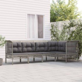 Set de muebles de jardín 5 pzas y cojines ratán sintético gris en Conjuntos de jardín | Comprar online en Foru.es