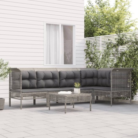 Set de muebles de jardín 6 pzas y cojines ratán sintético gris en Conjuntos de jardín | Comprar online en Foru.es