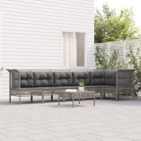 Set de muebles de jardín 7 pzas y cojines ratán sintético gris en Conjuntos de jardín | Comprar online en Foru.es