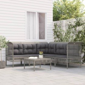 Set de muebles de jardín 6 pzas y cojines ratán sintético gris en Conjuntos de jardín | Comprar online en Foru.es