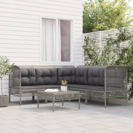 Set de muebles de jardín 6 pzas y cojines ratán sintético gris en Conjuntos de jardín | Comprar online en Foru.es