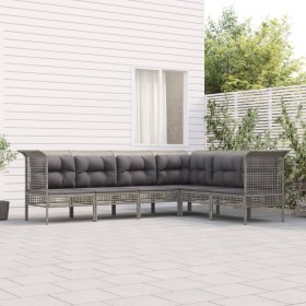 Set de muebles de jardín 6 pzas y cojines ratán sintético gris en Conjuntos de jardín | Comprar online en Foru.es