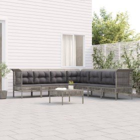 Set de muebles de jardín 8 pzas y cojines ratán sintético gris en Conjuntos de jardín | Comprar online en Foru.es