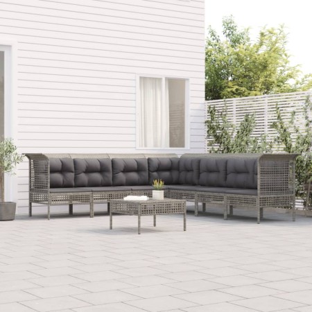 Set de muebles de jardín 8 pzas y cojines ratán sintético gris en Conjuntos de jardín | Comprar online en Foru.es
