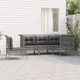Set de muebles de jardín 5 pzas y cojines ratán sintético gris en Conjuntos de jardín | Comprar online en Foru.es