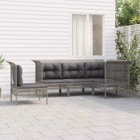 Set de muebles de jardín 5 pzas y cojines ratán sintético gris en Conjuntos de jardín | Comprar online en Foru.es