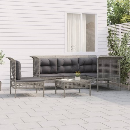 Set de muebles de jardín 6 pzas y cojines ratán sintético gris en Conjuntos de jardín | Comprar online en Foru.es